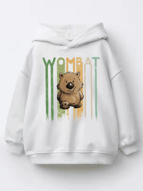 Funky Retro Style Cute Cartoon Wombat Kids Hoodie