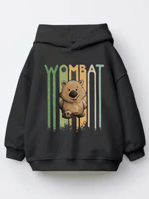 Funky Retro Style Cute Cartoon Wombat Kids Hoodie