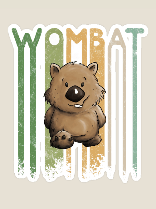 Funky Retro Style Cute Cartoon Wombat Sticker