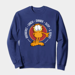 Garfield Breakfast Lunch Dinner Sleep Repeat Life Crewneck Sweatshirt