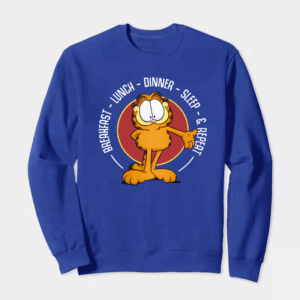 Garfield Breakfast Lunch Dinner Sleep Repeat Life Crewneck Sweatshirt