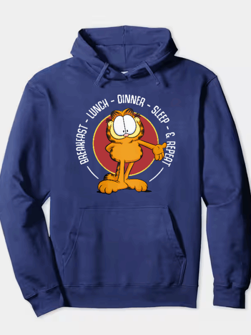 Garfield Breakfast Lunch Dinner Sleep Repeat Life Hoodie