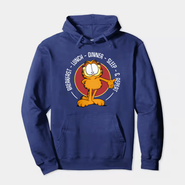 Garfield Breakfast Lunch Dinner Sleep Repeat Life Hoodie