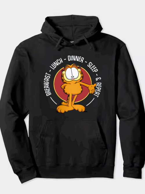 Garfield Breakfast Lunch Dinner Sleep Repeat Life Hoodie