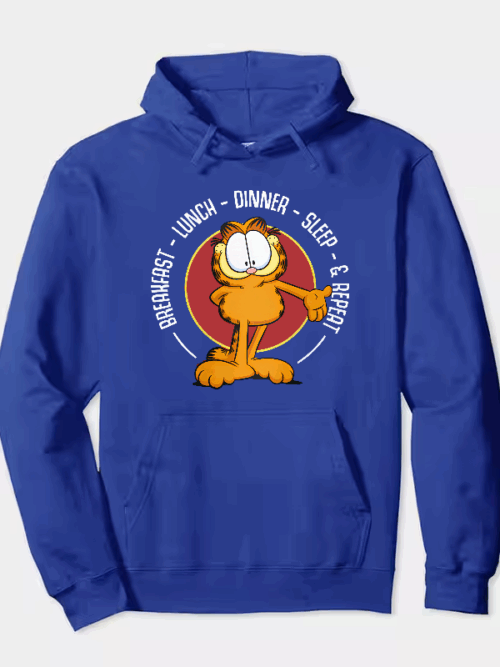 Garfield Breakfast Lunch Dinner Sleep Repeat Life Hoodie