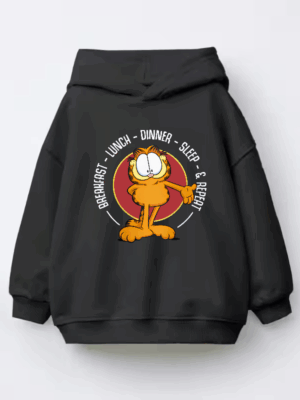Garfield Breakfast Lunch Dinner Sleep Repeat Life Kids Hoodie