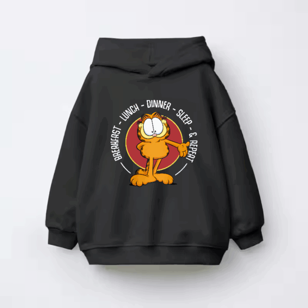 Garfield Breakfast Lunch Dinner Sleep Repeat Life Kids Hoodie