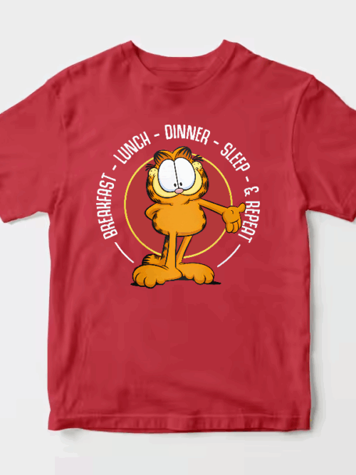 Garfield Breakfast Lunch Dinner Sleep Repeat Life Unisex T-Shirt