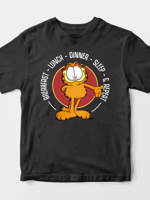 Garfield Breakfast Lunch Dinner Sleep Repeat Life Unisex T-Shirt