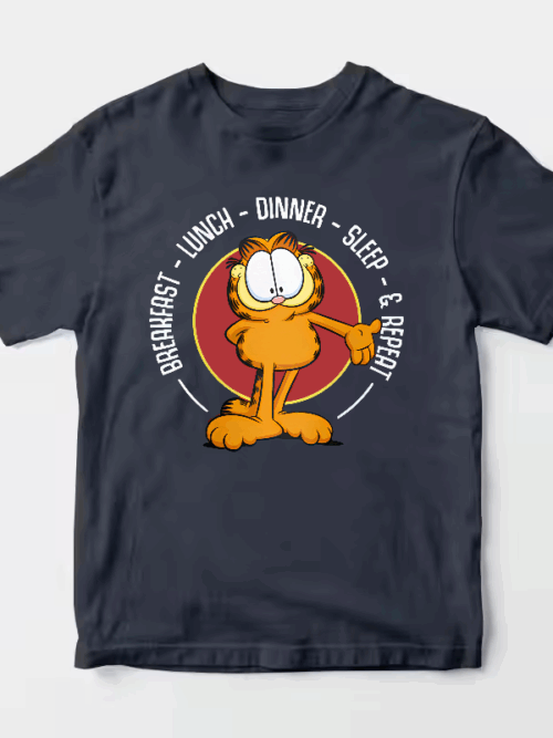 Garfield Breakfast Lunch Dinner Sleep Repeat Life Unisex T-Shirt