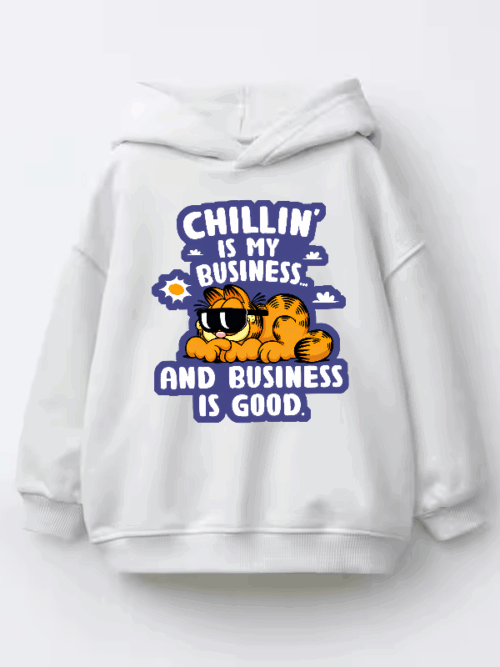 Garfield Chillin Is My Business Business Is Good Kids Hoodie