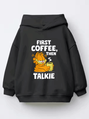 Garfield First Coffee Then Maybe Talking Kids Hoodie