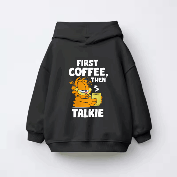 Garfield First Coffee Then Maybe Talking Kids Hoodie