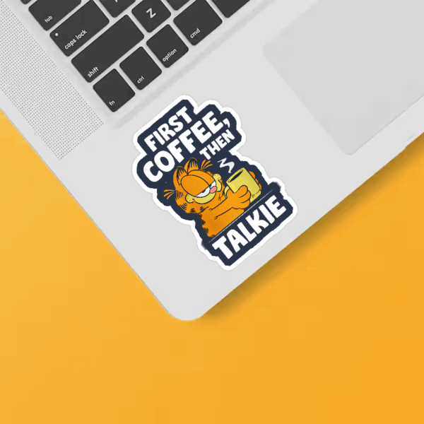 Garfield First Coffee Then Maybe Talking Sticker