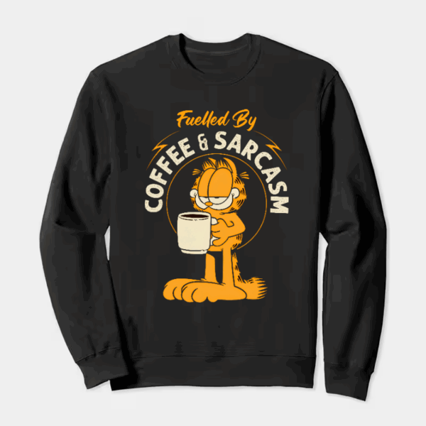 Garfield Fueled by Coffee Sarcasm and Chaos Crewneck Sweatshirt