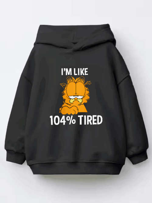 Garfield I Am Like One Hundred Four Percent Tired Kids Hoodie