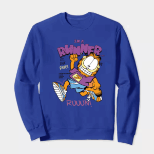 Garfield Runner Mode Fit Fast Fierce Energy Crewneck Sweatshirt