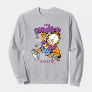 Garfield Runner Mode Fit Fast Fierce Energy Crewneck Sweatshirt