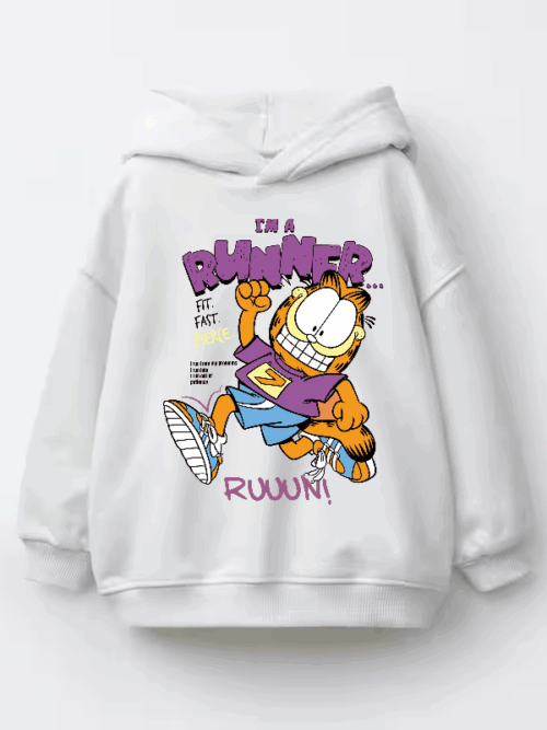 Garfield Runner Mode Fit Fast Fierce Energy Kids Hoodie