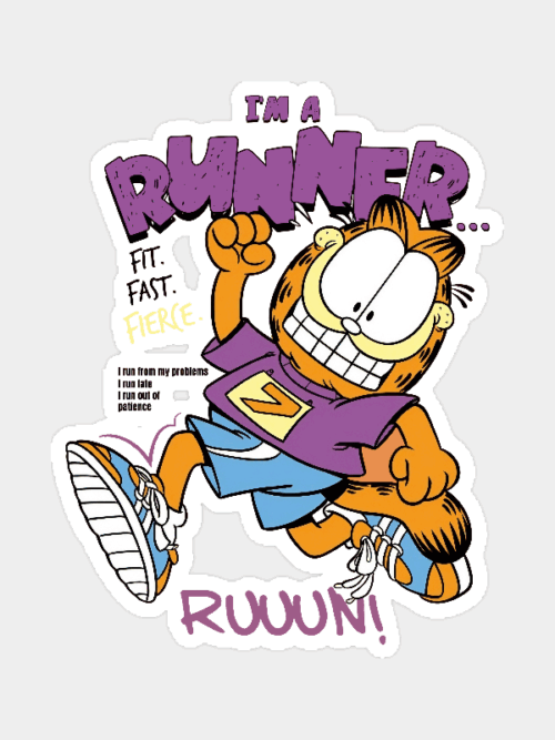 Garfield Runner Mode Fit Fast Fierce Energy Sticker