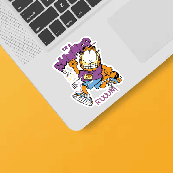 Garfield Runner Mode Fit Fast Fierce Energy Sticker