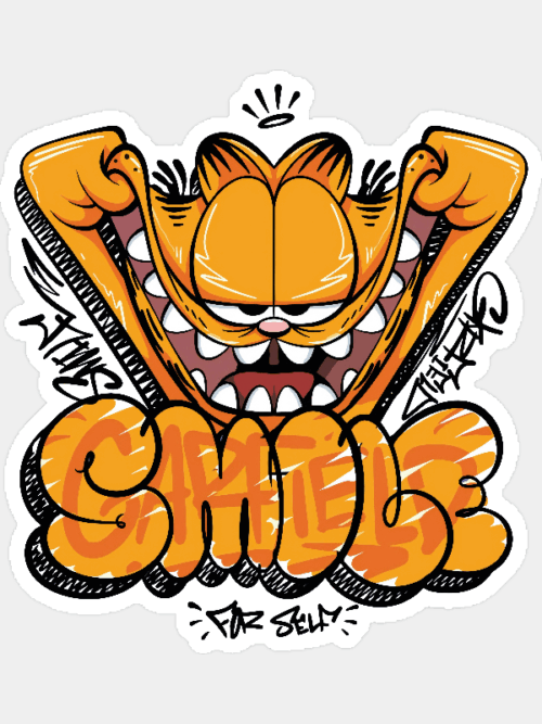 Garfield Smiling for Self Sticker