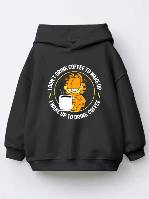 Garfield Wake Up to Drink Coffee Kids Hoodie