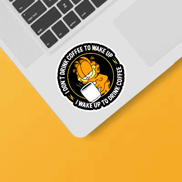 Garfield Wakes Up Only for Coffee Sticker