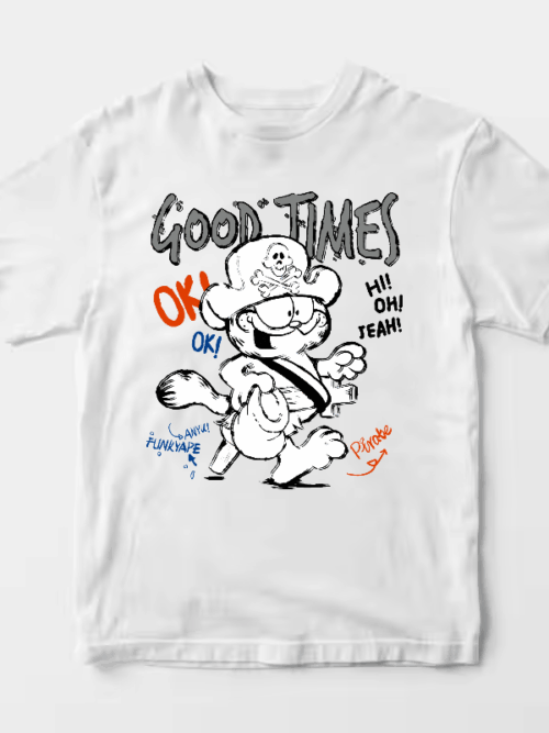 Good Times Pirate Captain Garfield Fun Unisex T-Shirt