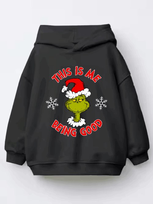 Grinch This Is Me Being Good – Holiday Humor at Its Best Kids Hoodie