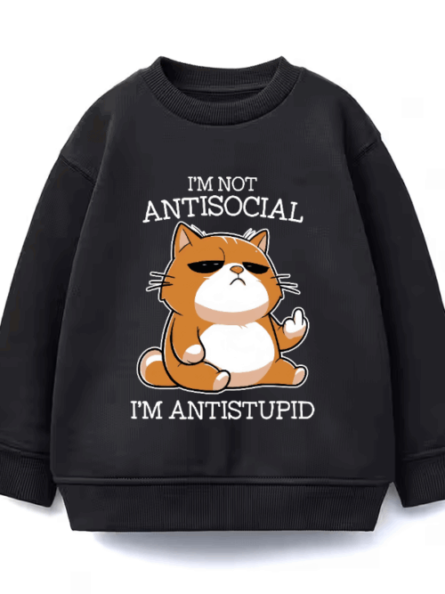 Grumpy Cat Anti Stupid Funny Mood Crewneck Sweatshirt