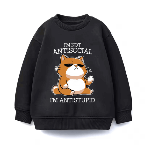 Grumpy Cat Anti Stupid Funny Mood Crewneck Sweatshirt