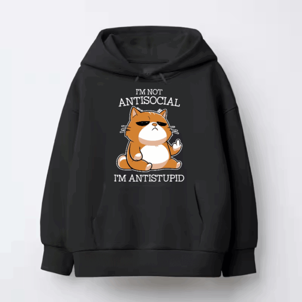 Grumpy Cat Anti Stupid Funny Mood Hoodie