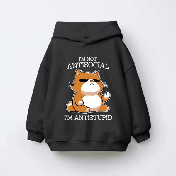 Grumpy Cat Anti Stupid Funny Mood Kids Hoodie