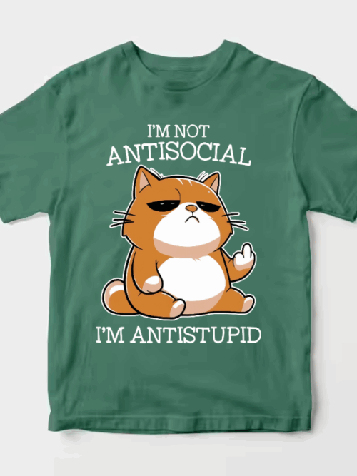 Grumpy Cat Anti Stupid Funny Mood Unisex T-Shirt