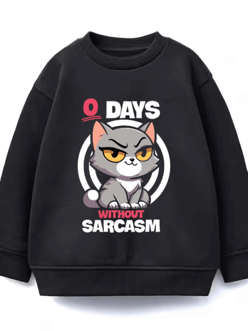 Grumpy Cat Mood Zero Days Without Sarcasm Crewneck Sweatshirt