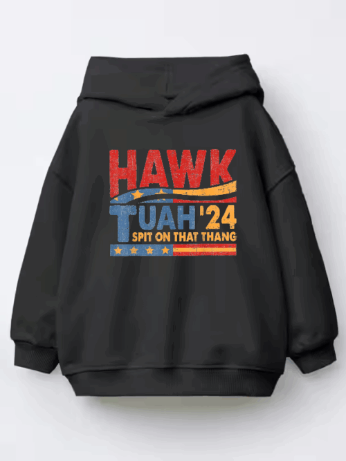 Hawk Tuah and Spit on That Thang Kids Hoodie