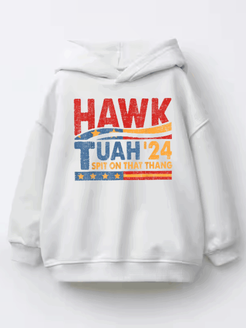 Hawk Tuah and Spit on That Thang Kids Hoodie