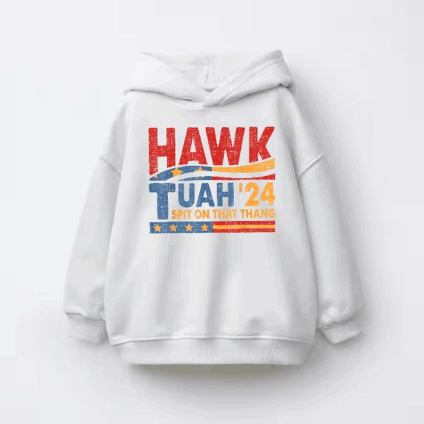 Hawk Tuah and Spit on That Thang Kids Hoodie