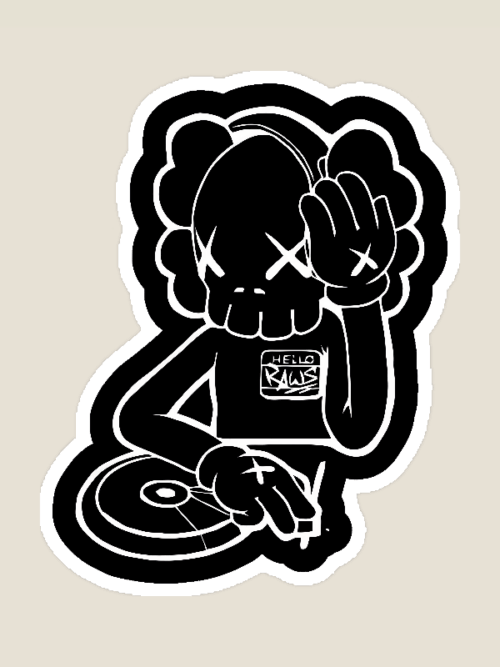 Hello Kaws DJ Street Art Music Mashup Sticker