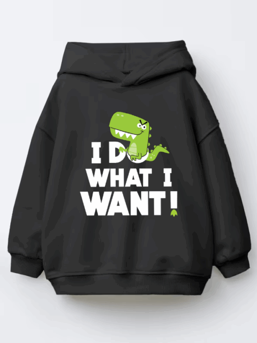 I Do What I Want Green Crocodile Kids Hoodie