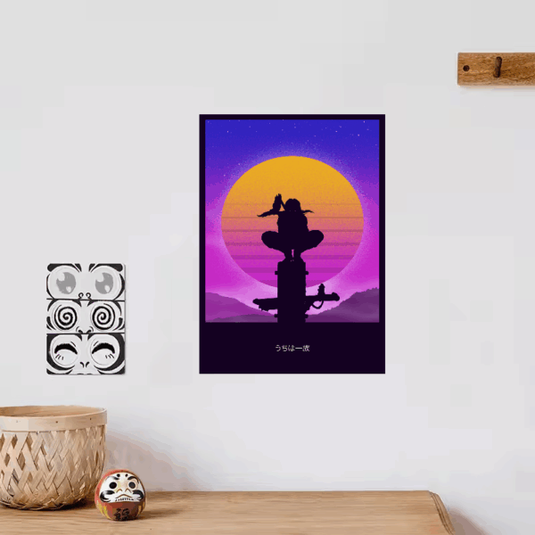 Itachi Uchiha Moonlight Shadow Retro Wave Poster