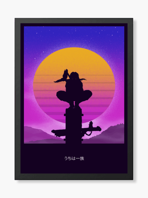 Itachi Uchiha Moonlight Shadow Retro Wave Poster