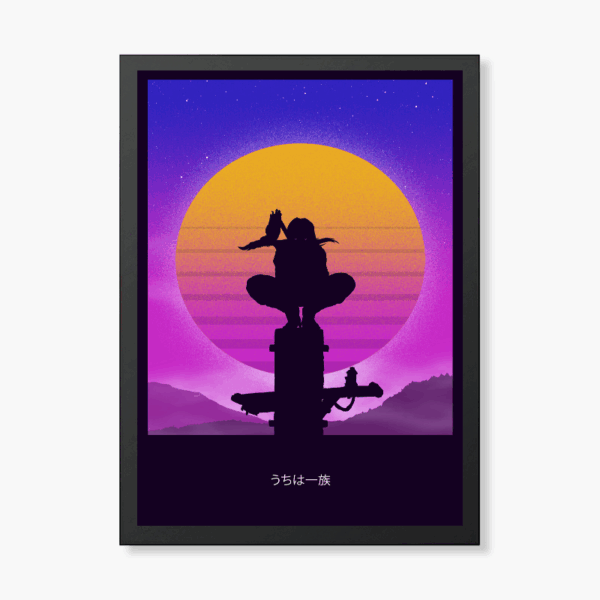 Itachi Uchiha Moonlight Shadow Retro Wave Poster