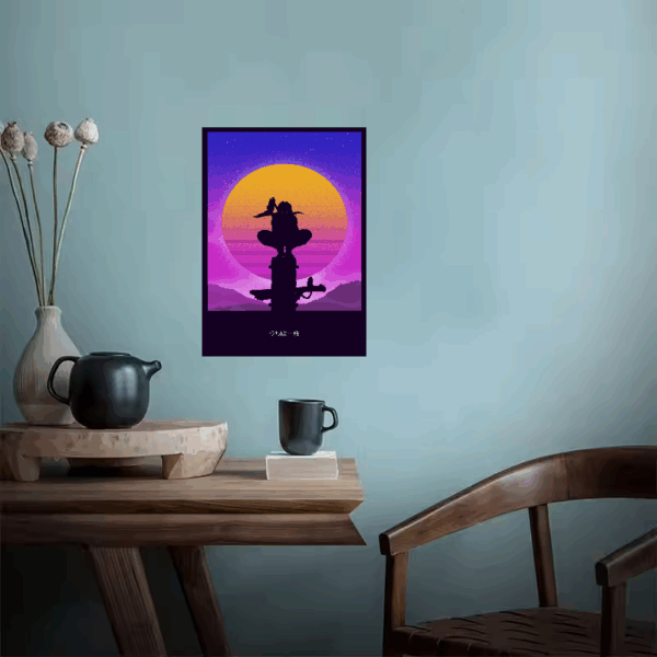 Itachi Uchiha Moonlight Shadow Retro Wave Poster