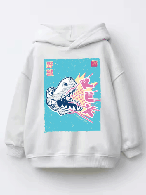 Japanese Samurai Dino Rex Roar Kids Hoodie