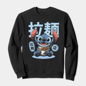 Japanese Stitch Eating Ramen Cute Anime Crewneck Sweatshirt