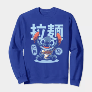 Japanese Stitch Eating Ramen Cute Anime Crewneck Sweatshirt