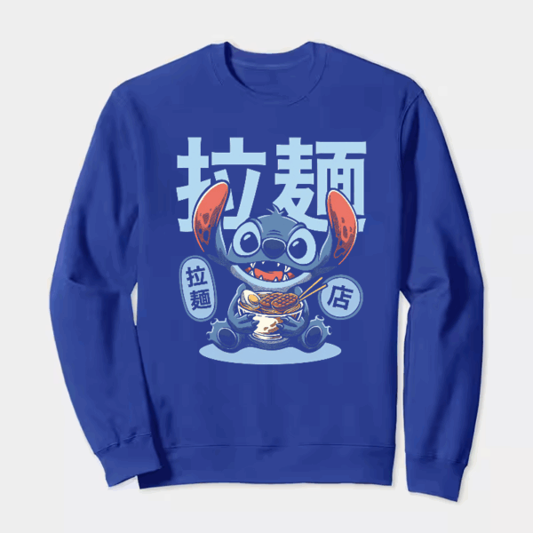 Japanese Stitch Eating Ramen Cute Anime Crewneck Sweatshirt