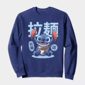 Japanese Stitch Eating Ramen Cute Anime Crewneck Sweatshirt